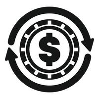 Money coin rotating with two circular arrows icon vector
