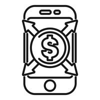 Smartphone showing mobile payment system with arrows indicating money transfers vector