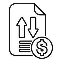 Document showing market volatility with up and down arrows and dollar coin vector