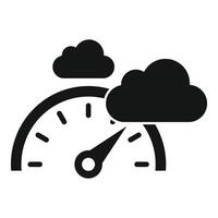 Speedometer reaching maximum speed with clouds above vector