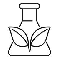 Laboratory flask filled with leaves symbolizing nature vector