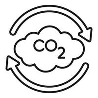 Co2 cloud surrounded by two circular arrows suggesting carbon capture and storage vector