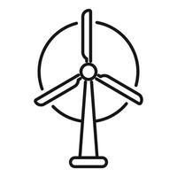 Wind turbine generating clean energy with rotating blades icon vector