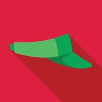 Green visor cap casting shadow on red background vector