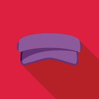 Purple hat with visor casting long shadow on red background vector