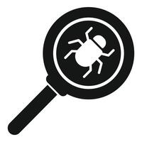 Magnifying glass focusing on a computer bug representing cybersecurity threat vector