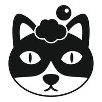 Black and white cat taking a bath with foam icon vector