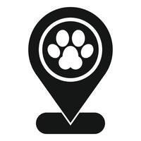 Black location pin showing a paw print icon vector