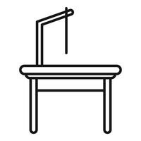 Surgery table with lamp being prepared for operation in line icon style vector
