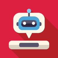 Chatbot speaking with a text bar and long shadow vector