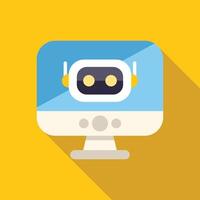 White robot displaying on blue computer screen vector