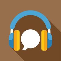 Headphones creating a blank speech bubble for audio communication vector