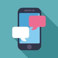 Smartphone showing two instant messages with speech bubbles vector