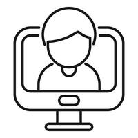 Online video call with businessman on computer screen vector