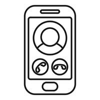 Smartphone showing incoming call from contact icon vector