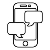 Smartphone showing two speech bubbles for mobile chatting app vector