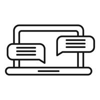 Laptop showing online chatting interface with speech bubbles vector