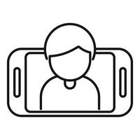 Smartphone displaying user profile icon in simple line style vector