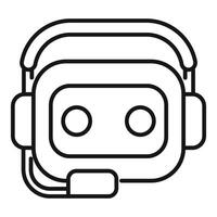 Robot operator wearing headset with microphone icon outline style vector