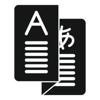 Translator translating document icon, foreign language glyph vector