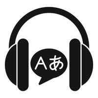 Headphones for language learning icon, language learning app icon, audio course icon vector