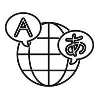 Simple vector illustration of the concept of global communication, translation and language learning