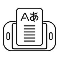 Smartphone translating foreign language with dictionary app icon vector