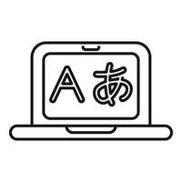 Laptop displaying language translation application icon vector