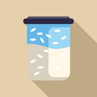 Rice milk in a glass jar with a blue lid being stored vector