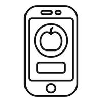 Smartphone showing online grocery shopping app with apple icon vector