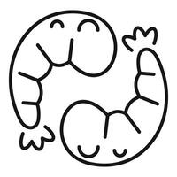 Two smiling shrimps forming a circle with their bodies vector