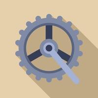 Gear wheel with cogs rotating clockwise with long shadow vector