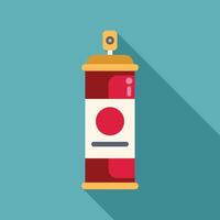 Red spray paint can with long shadow on turquoise background vector