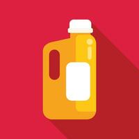 Yellow plastic bottle with white label on red background with shadow vector