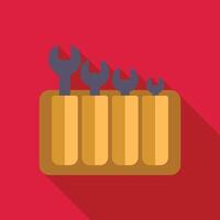 Four wrenches standing in a toolbox on red background vector