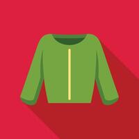 Green sweatshirt with zipper lying on red background for retail fashion ad vector
