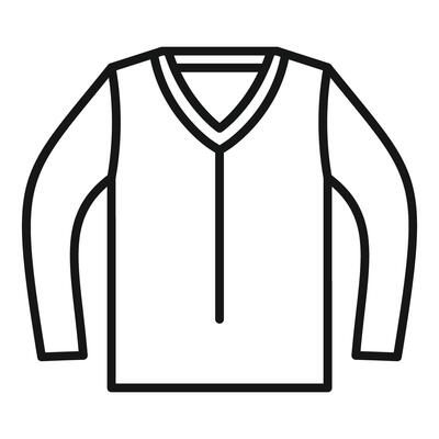 Long sleeve v neck t shirt with zipper outline icon 49778946
