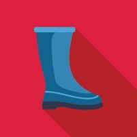 Blue rubber boot protecting from rain and mud flat icon vector