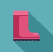 Pink rubber boot standing side view with long shadow vector