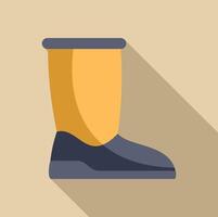 Yellow rubber boot standing side view with long shadow vector