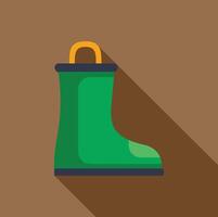 Green rubber boot standing with long shadow icon vector