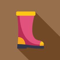 Pink rubber boot standing on brown surface with long shadow vector