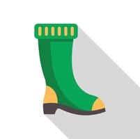 Green rubber boot with cuff for working in garden or walking in rain vector