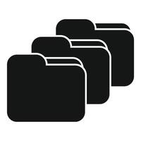 Black folders icon representing data storage organization vector