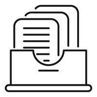 Office tray with paper documents for organizing business papers concept icon outline style vector