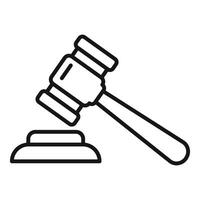 Judge gavel striking sound block icon minimalist line art vector