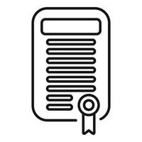 Notary public document with signature and stamp icon outline vector