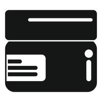 Black glyph style icon representing a card reader vector