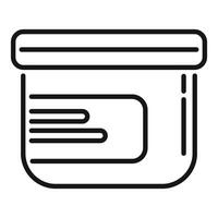 Plastic container with label for storing food showing open lid vector