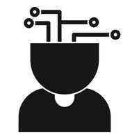 Human head with electronic circuit board showing artificial intelligence vector